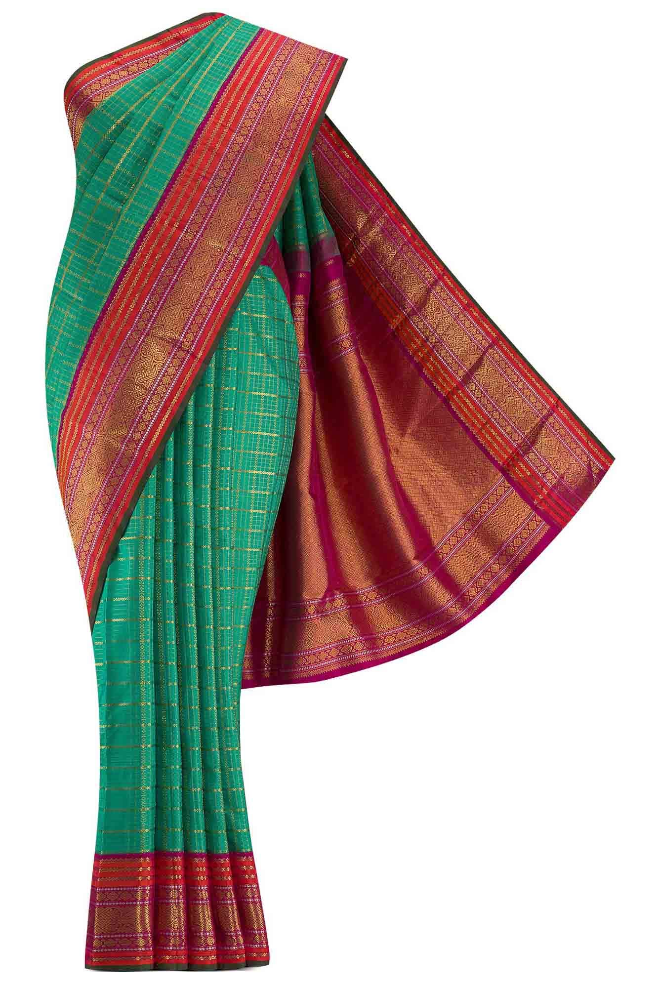 Pure Silk Pure Zari Green Kanchipuram Saree