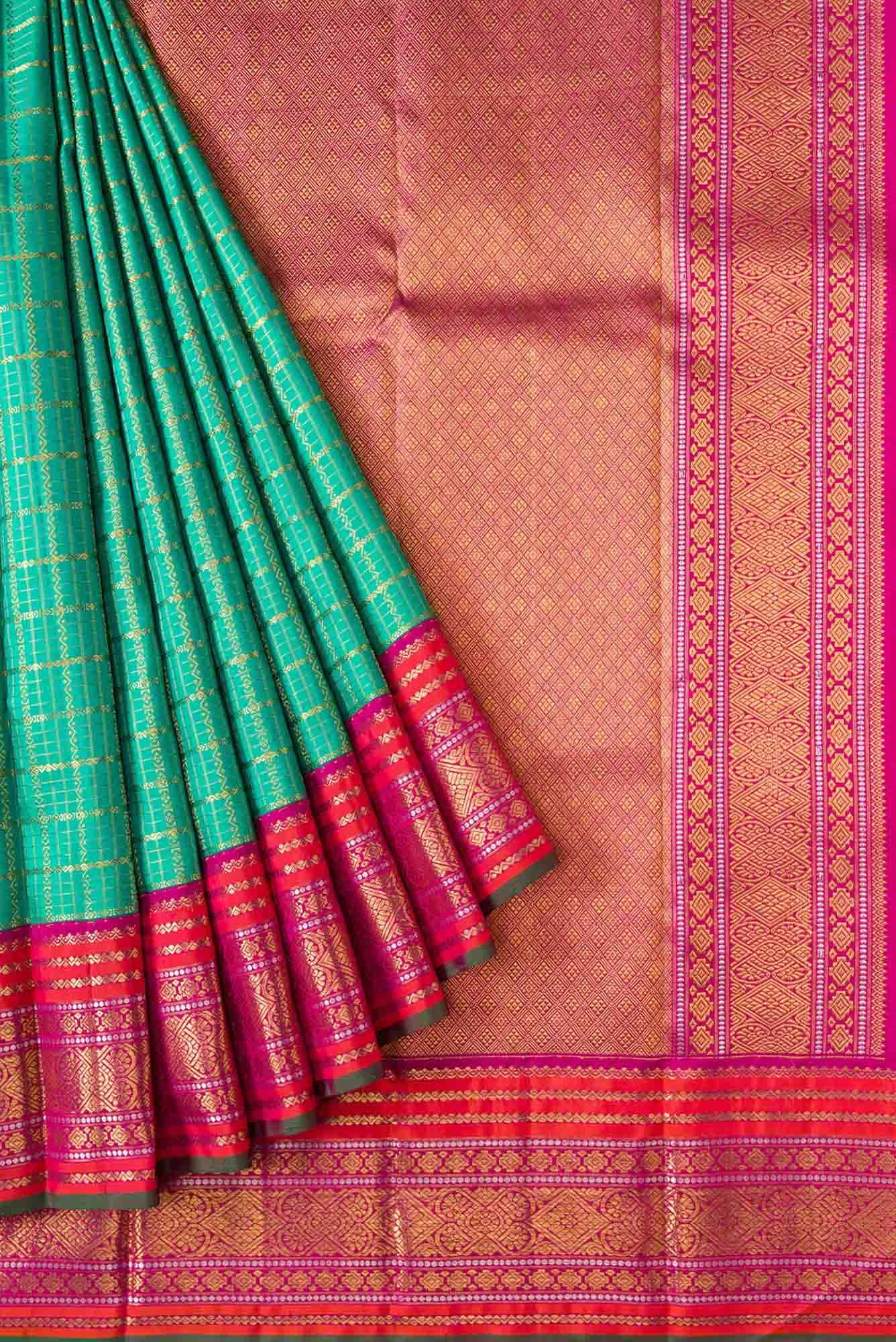 Pure Silk Pure Zari Green Kanchipuram Saree
