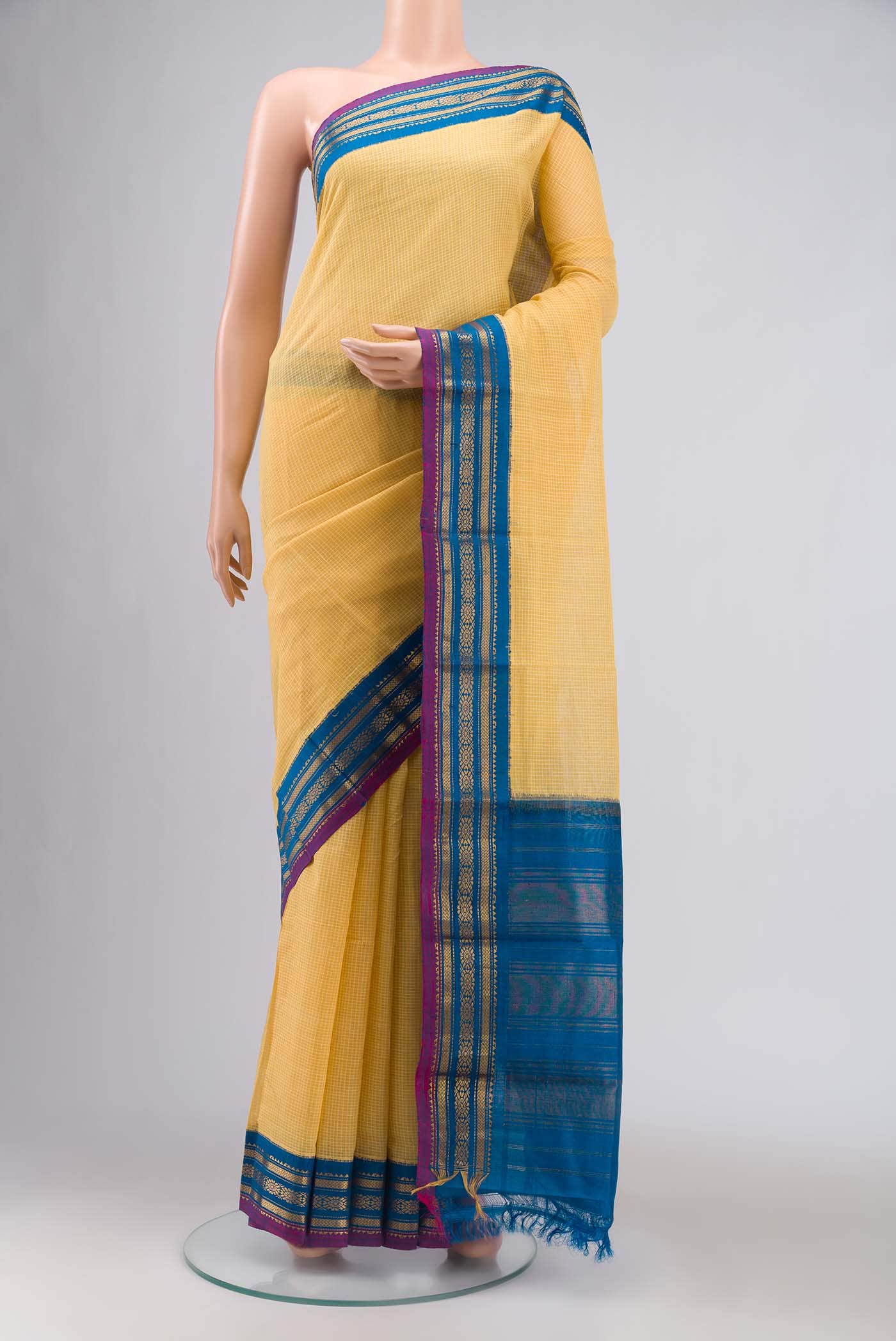 Yellow Gadwal cotton Saree