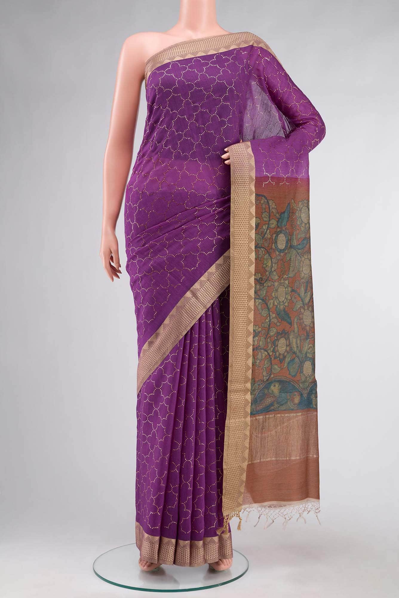 Magenta Bhagalpuri Tussar Silk Saree