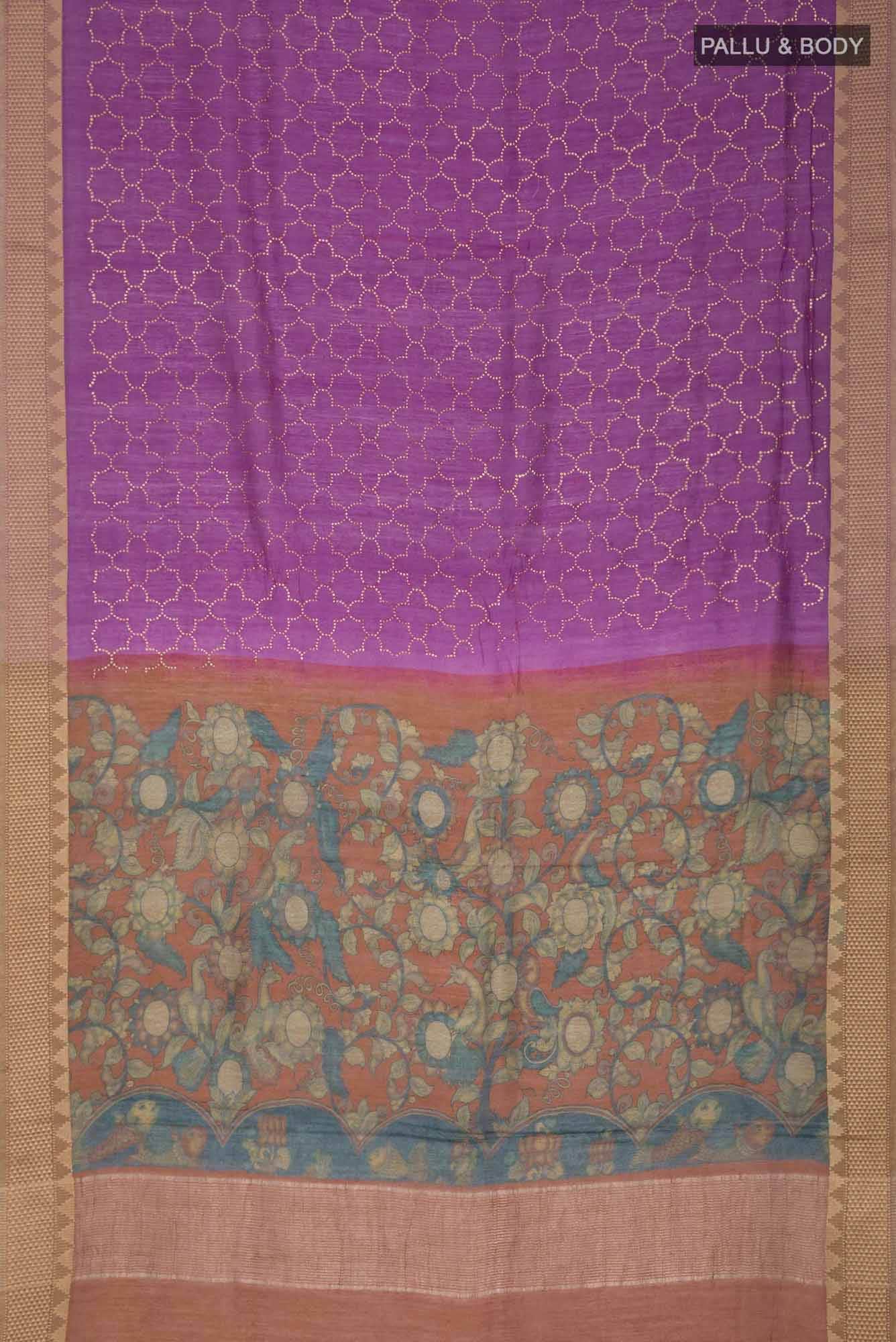 Magenta Bhagalpuri Tussar Silk Saree