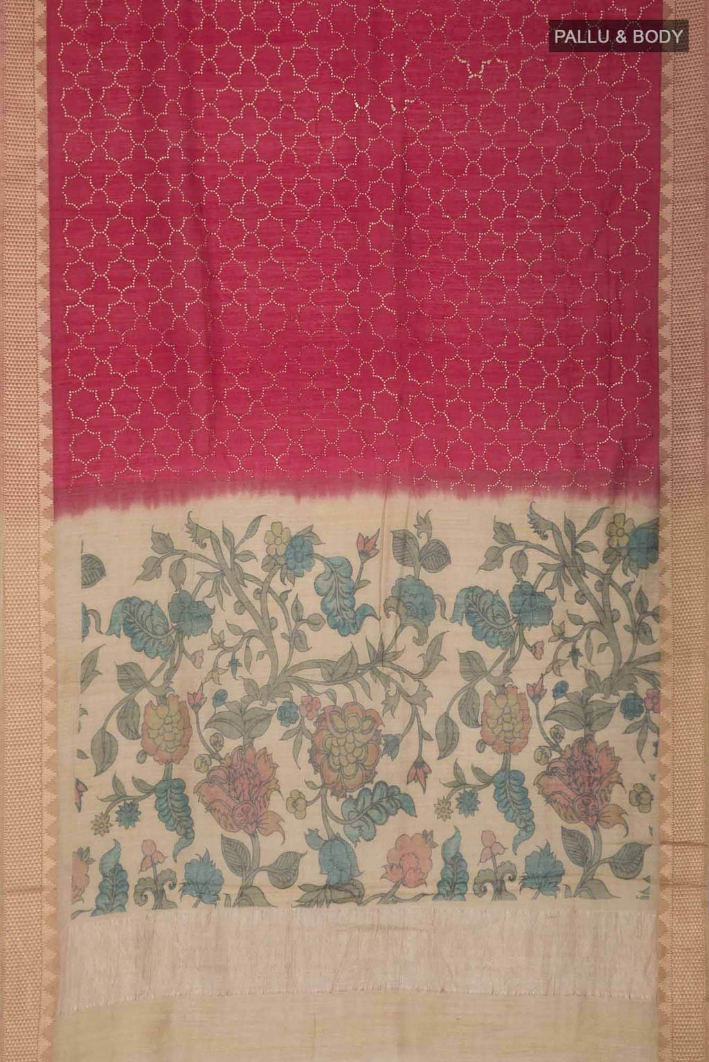 Red Bhagalpuri Tussar Silk Saree