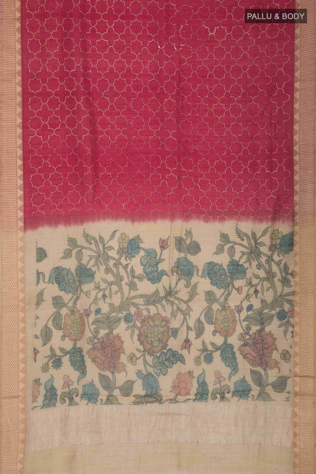 Red Bhagalpuri Tussar Silk Saree