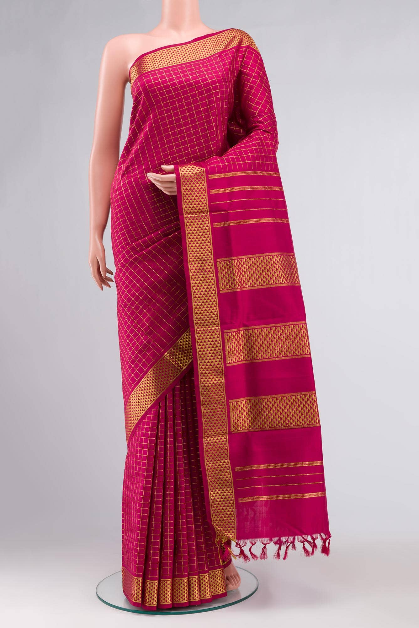 Maroon Kanchipuram Silk Nine Yards Saree