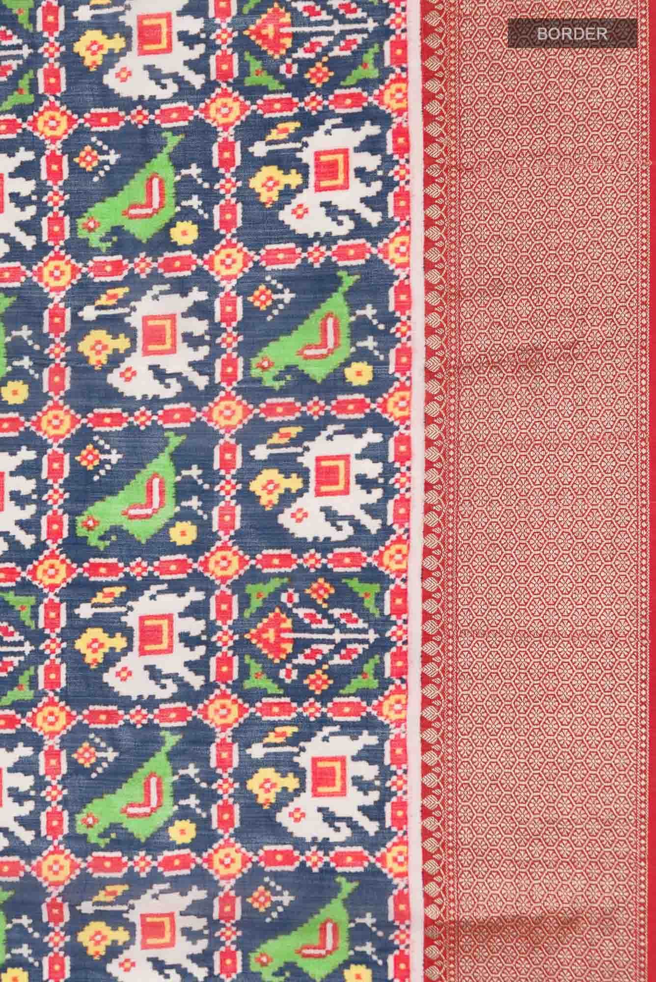Navy Blue Tussar Silk Saree