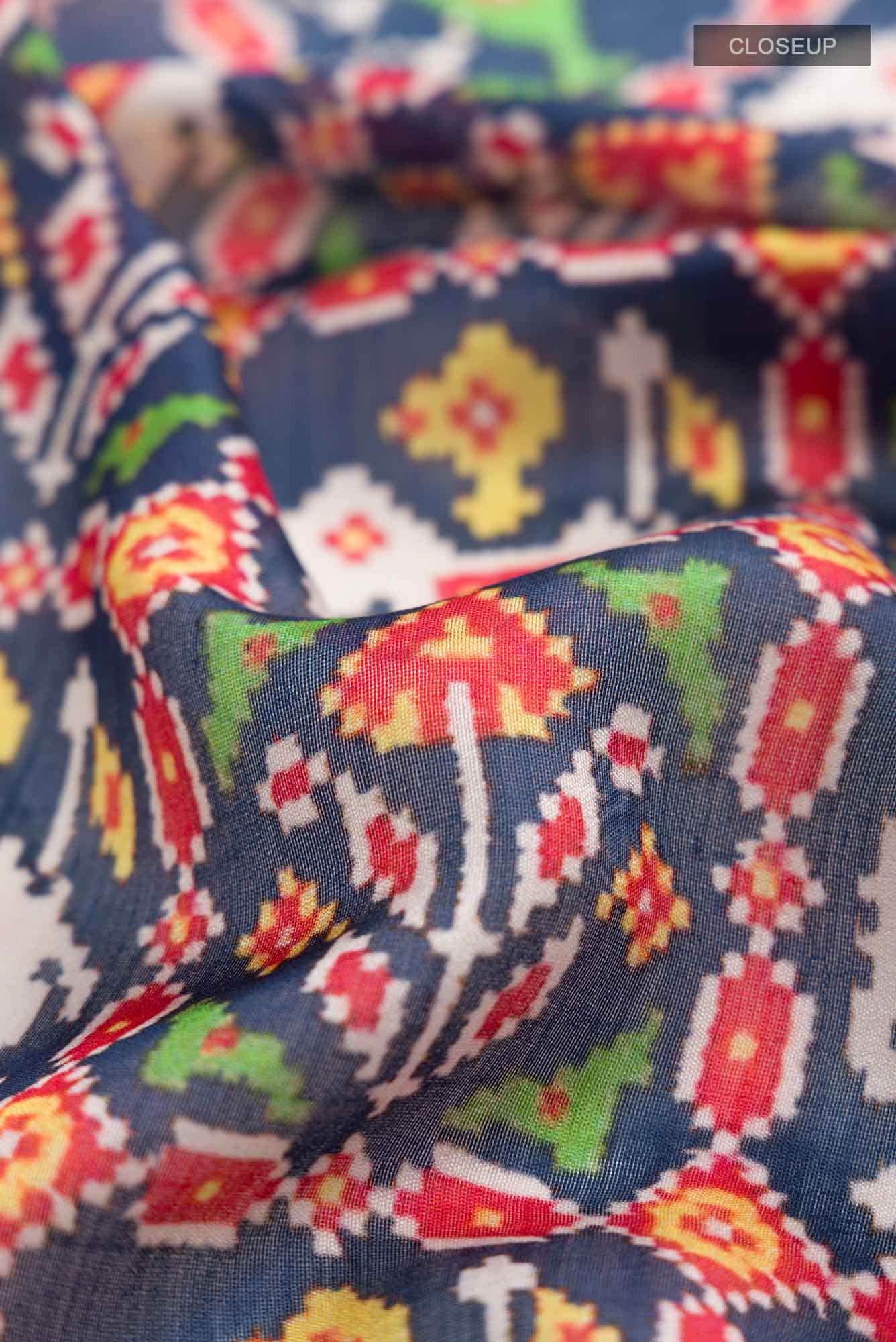 Navy Blue Tussar Silk Saree