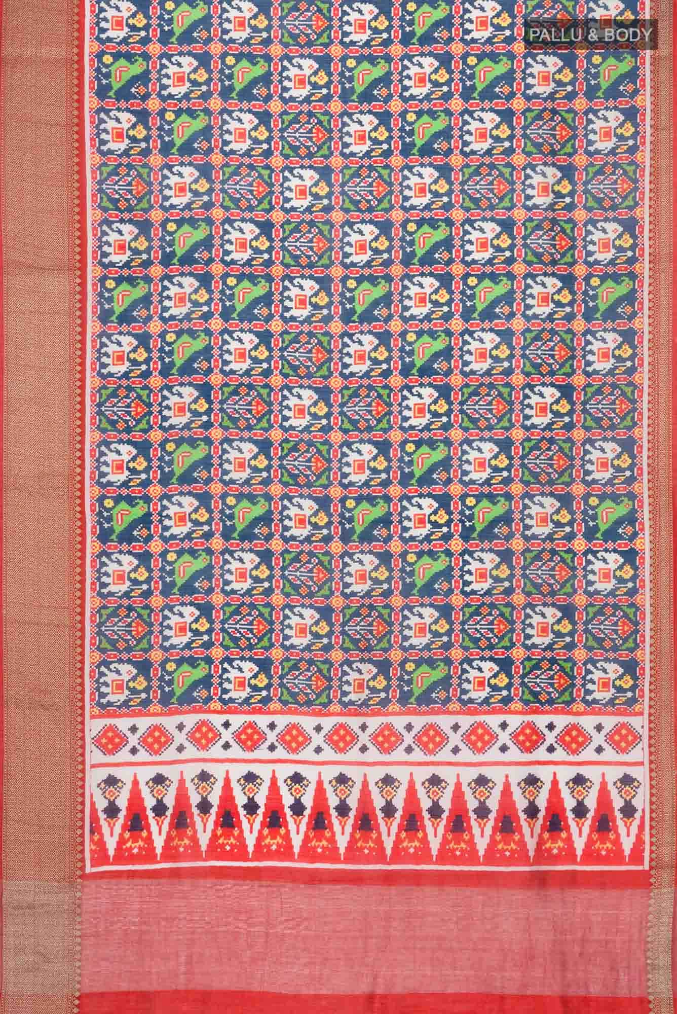Navy Blue Tussar Silk Saree