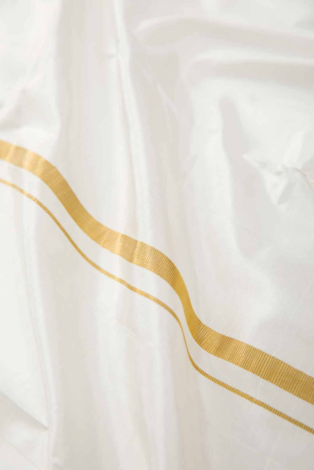 Cream Silk Dhoti With Angavastram (9X 5) Muzham