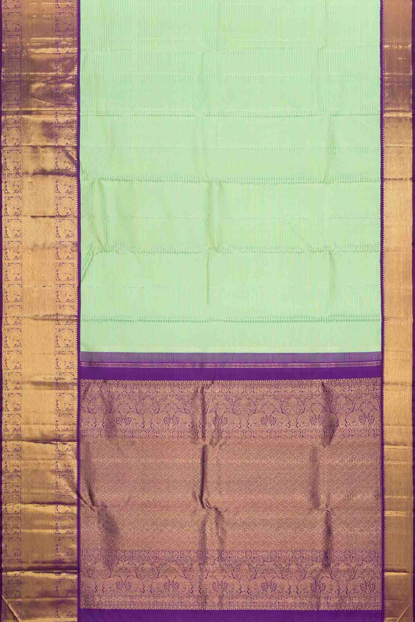 Pure Silk Pure Zari Sea Green Dual Tone Kanchipuram Saree