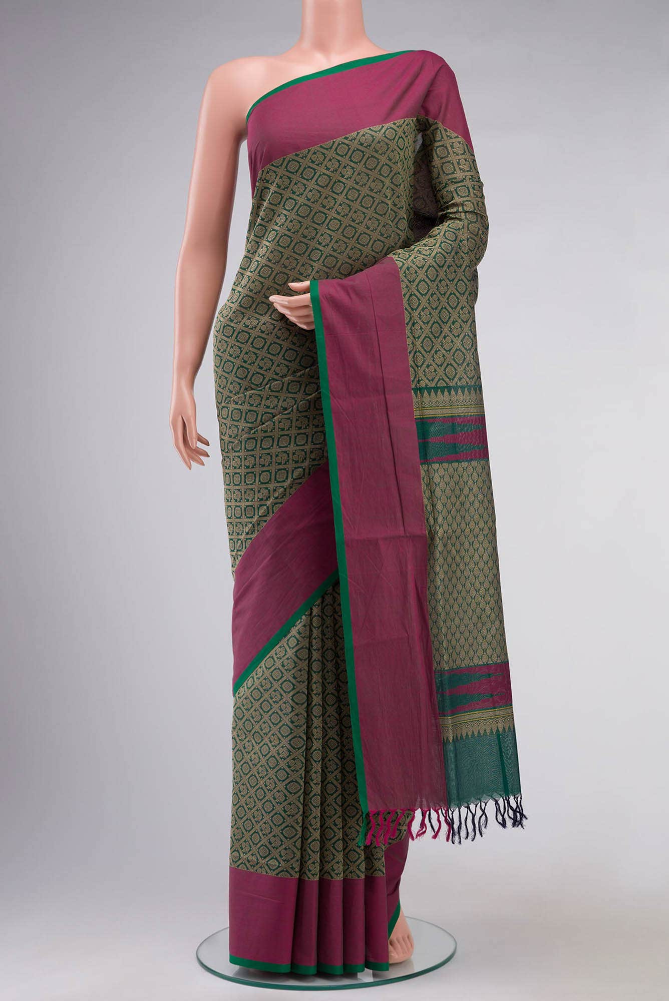 Green Coimbatore Cotton Saree