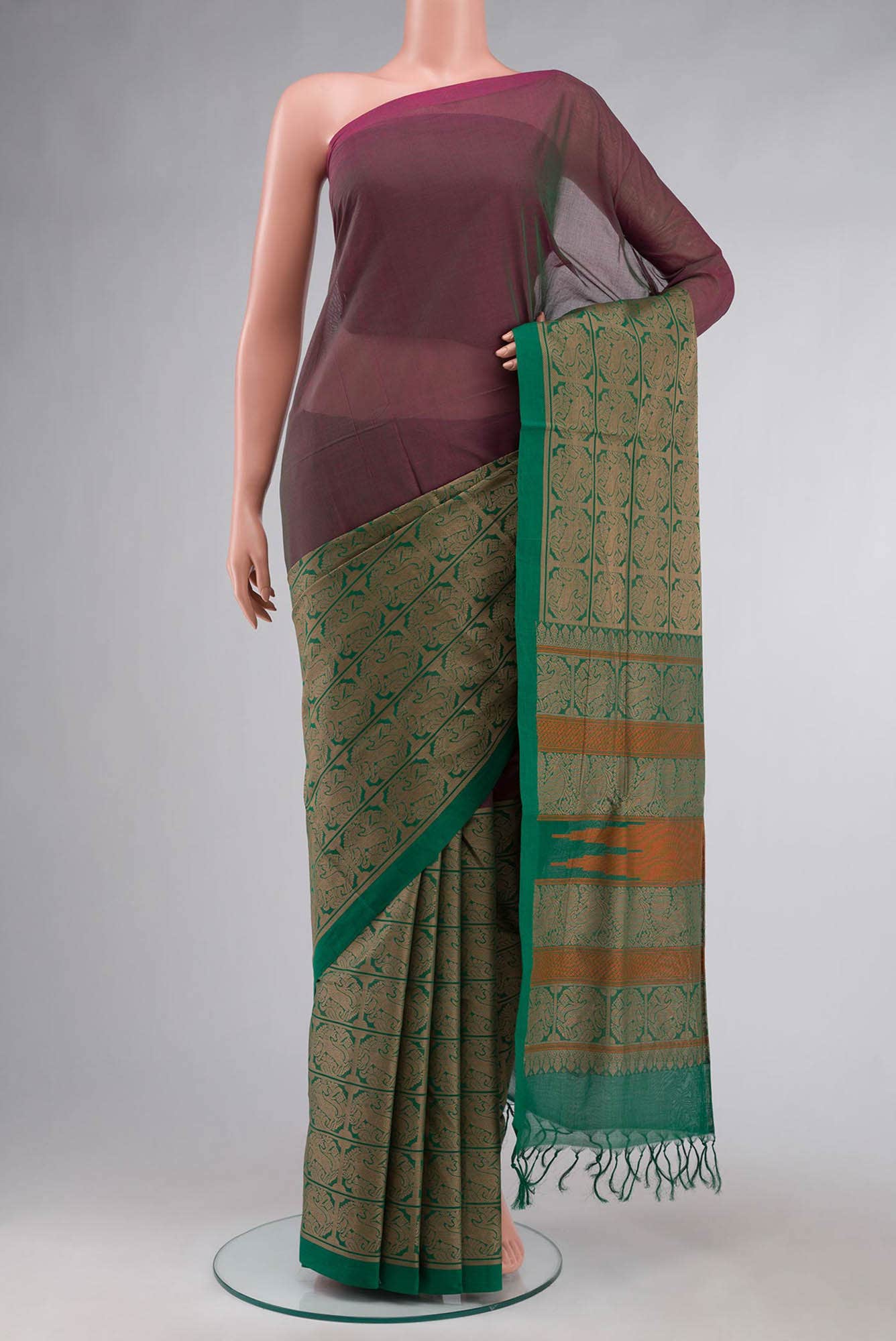 Green Coimbatore Cotton Saree