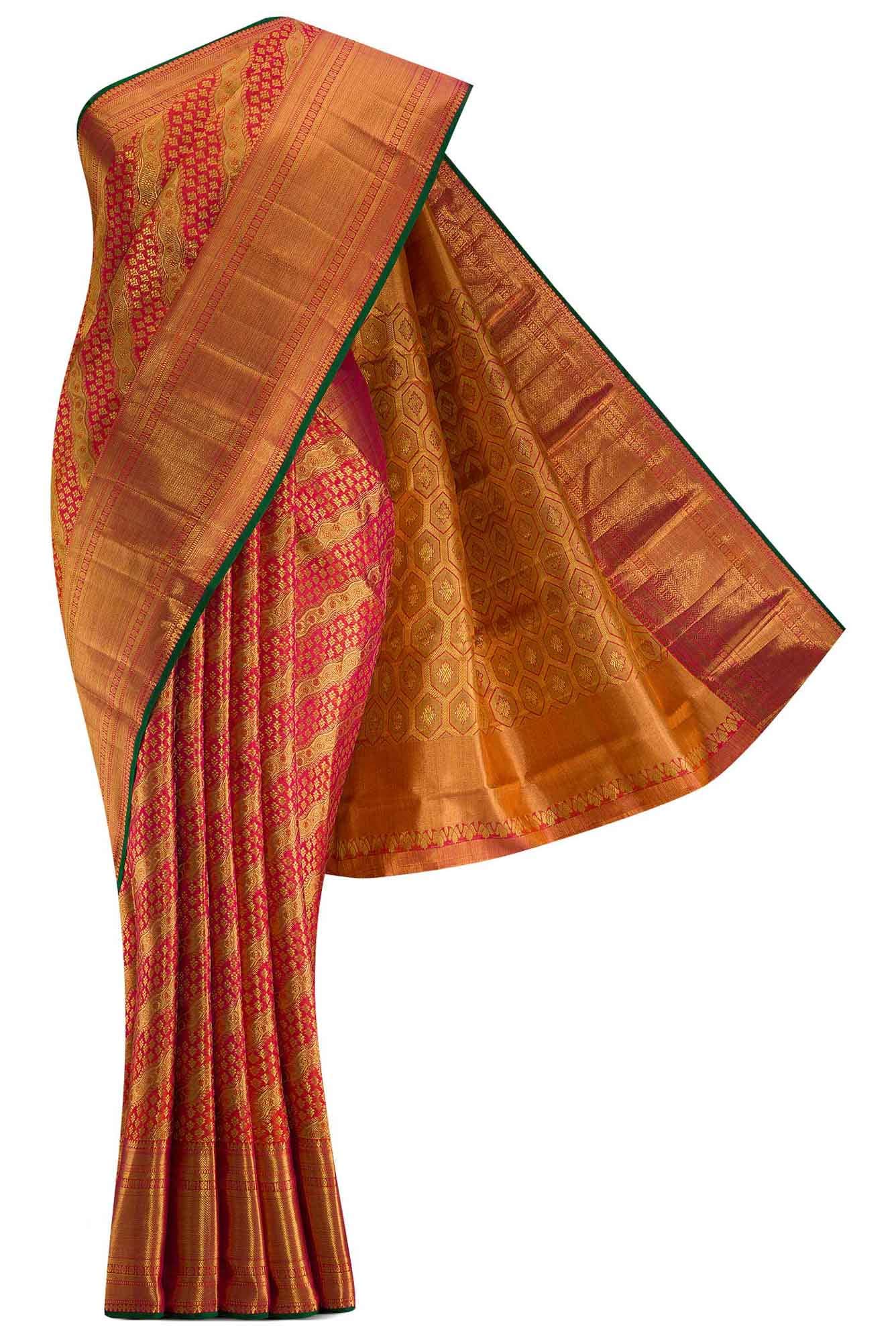 Pink with Orange Color Kanchipuram Silk Saree