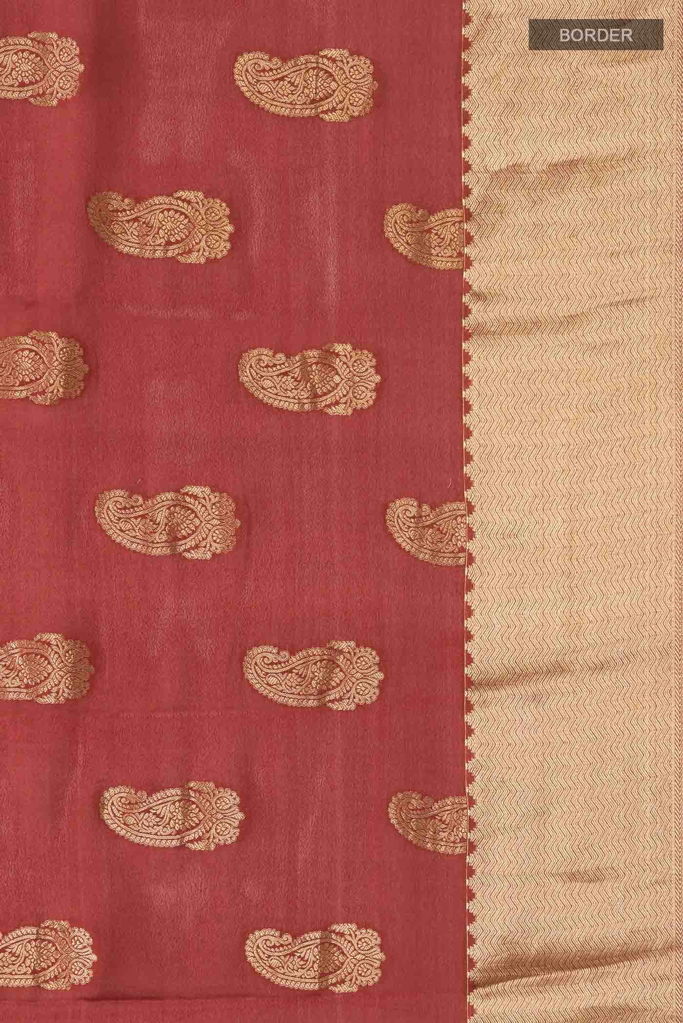 Rust Mysore Crepe Saree
