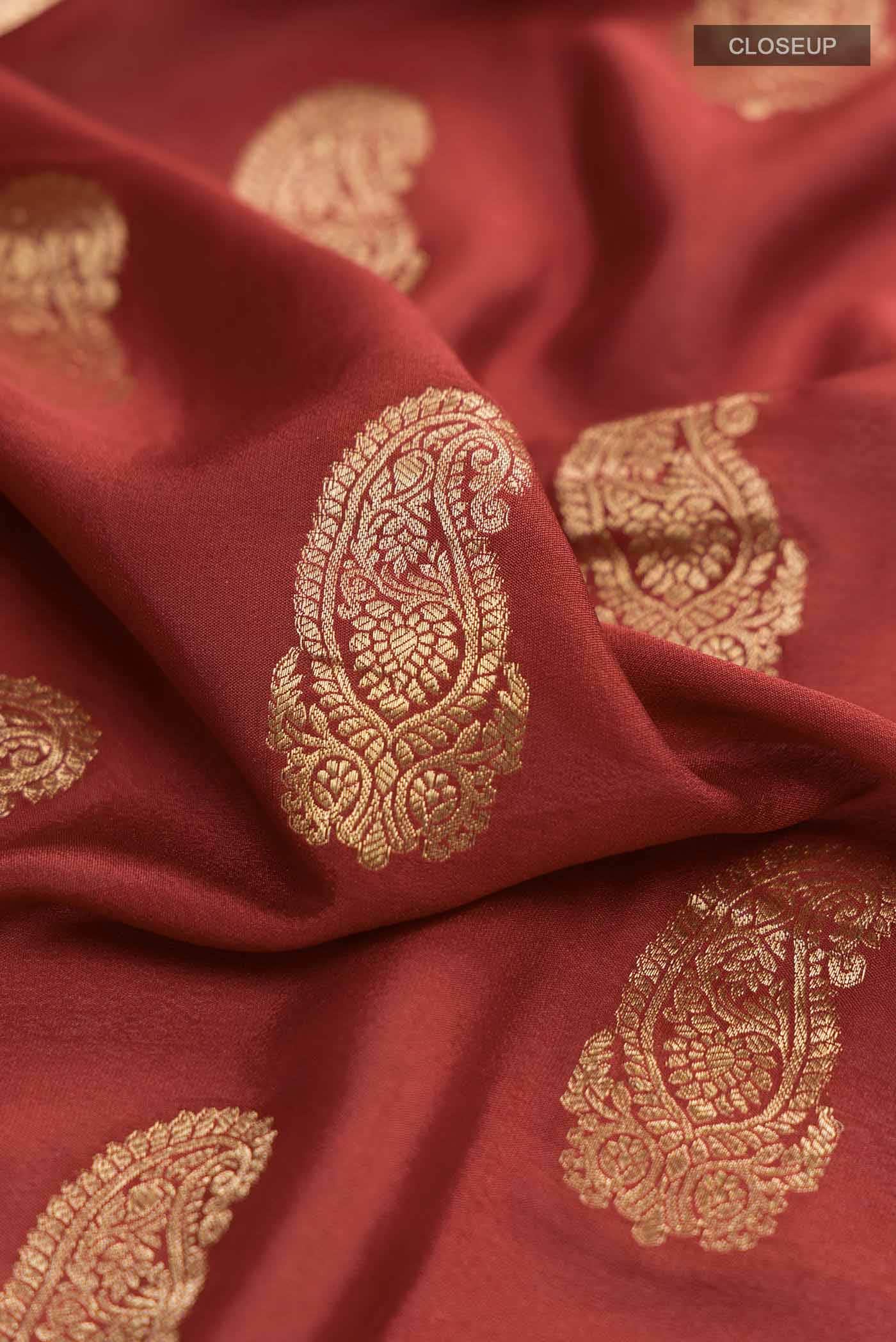 Rust Mysore Crepe Saree