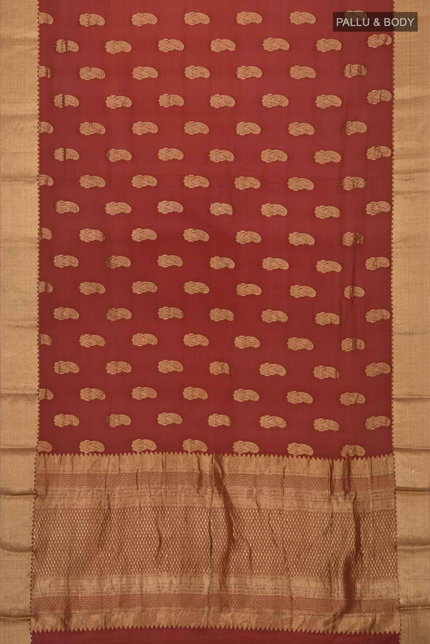 Rust Mysore Crepe Saree