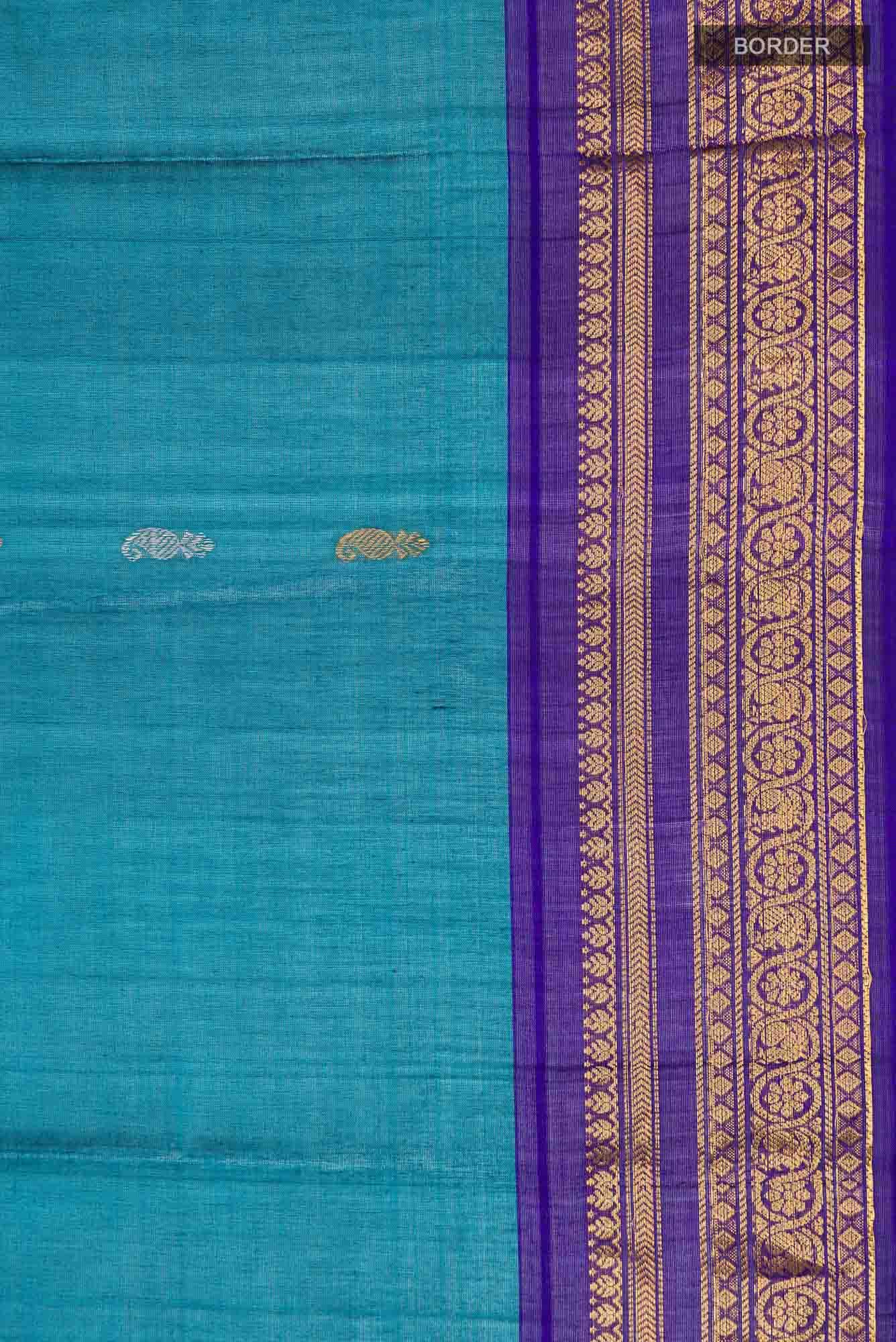 Blue Gadwal Silk Cotton Saree