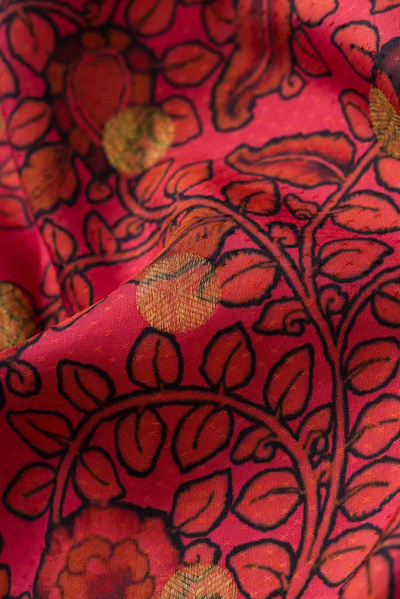 Pink and Black Kanchipuram Silk Saree