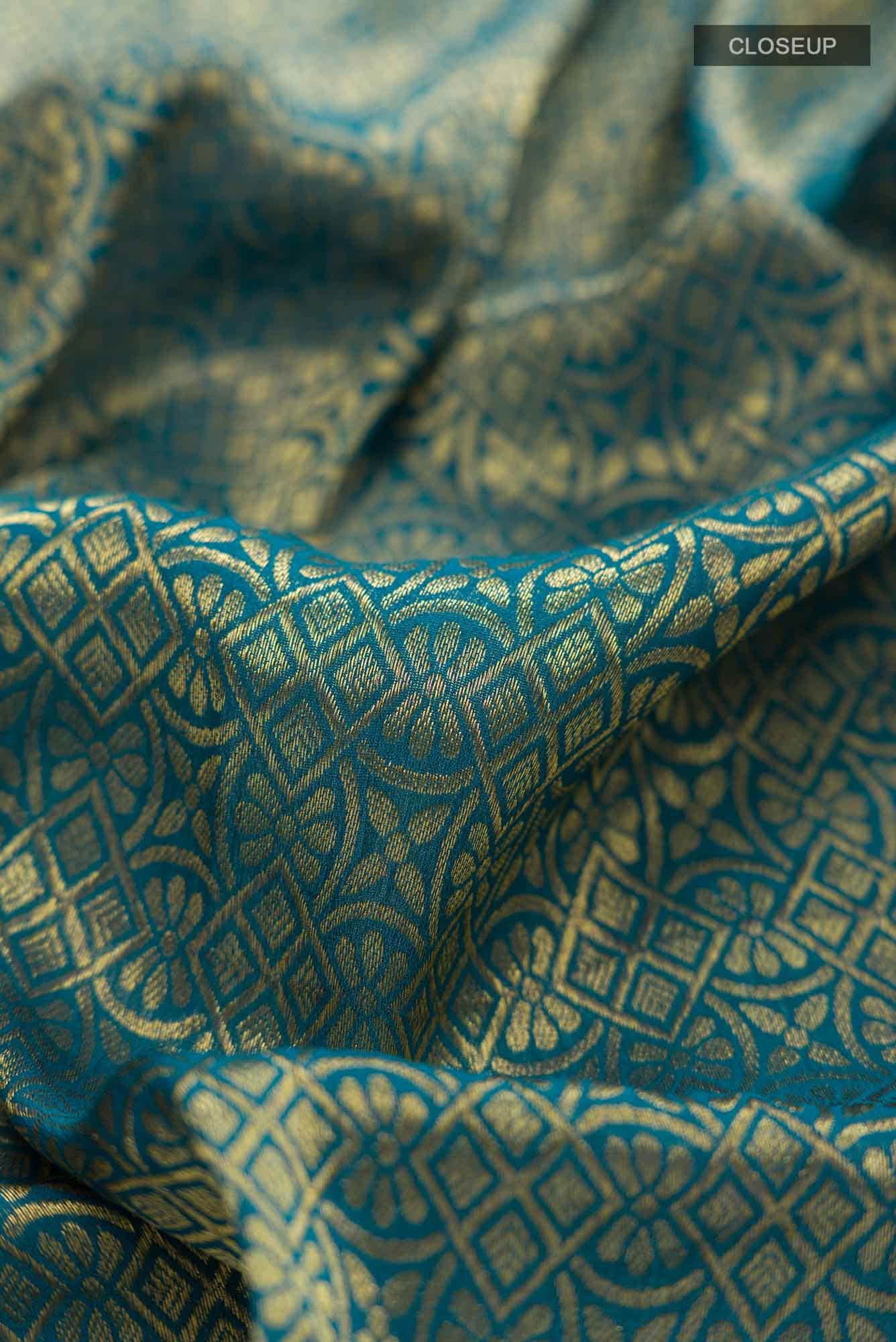 Blue Mysore Georgette Saree
