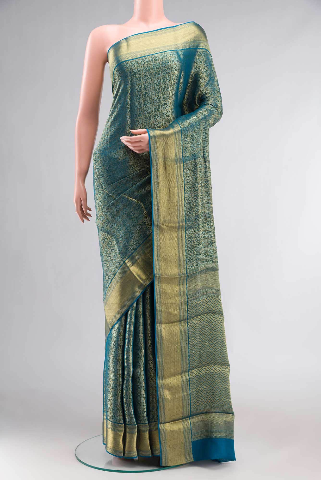 Blue Mysore Georgette Saree