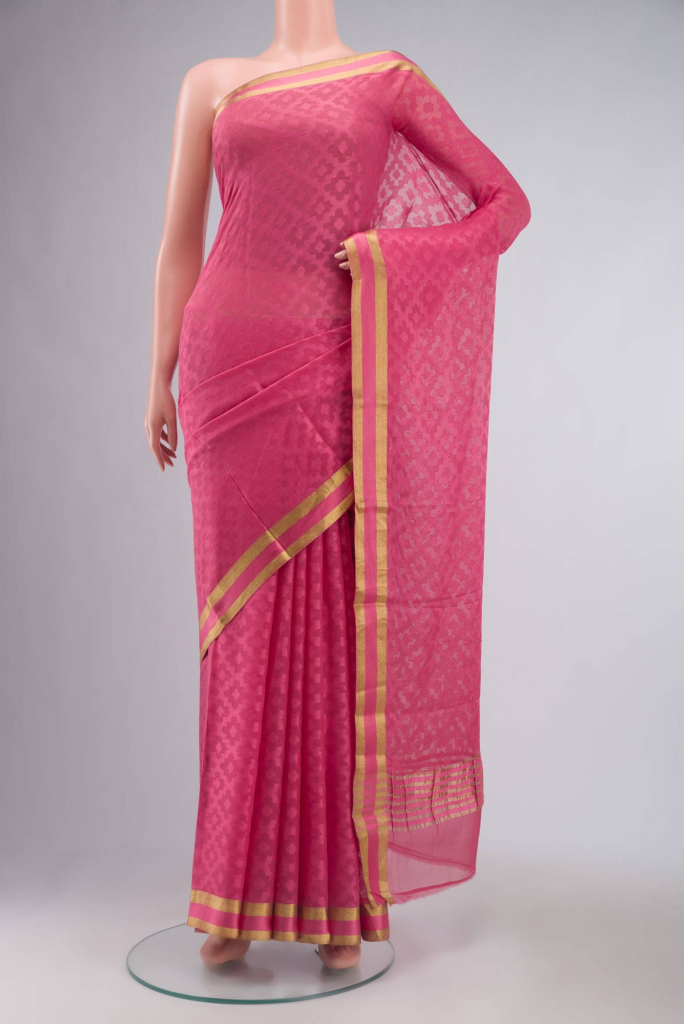 Pink Mysore Chiffon Saree