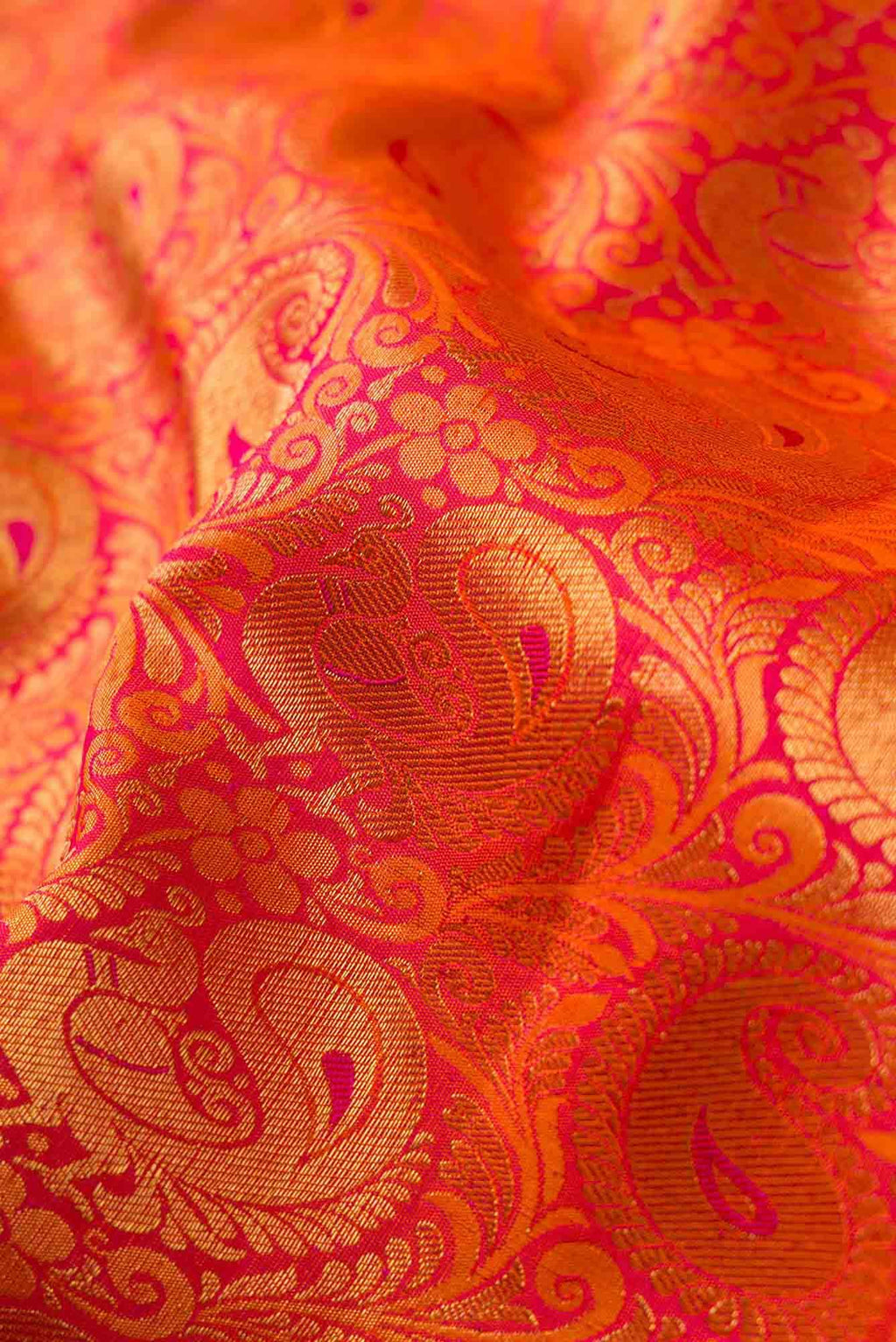 Pure Silk Pure Zari Orange Kanchipuram Saree