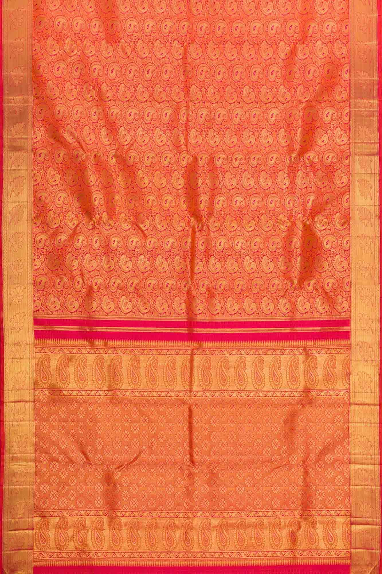 Pure Silk Pure Zari Orange Kanchipuram Saree