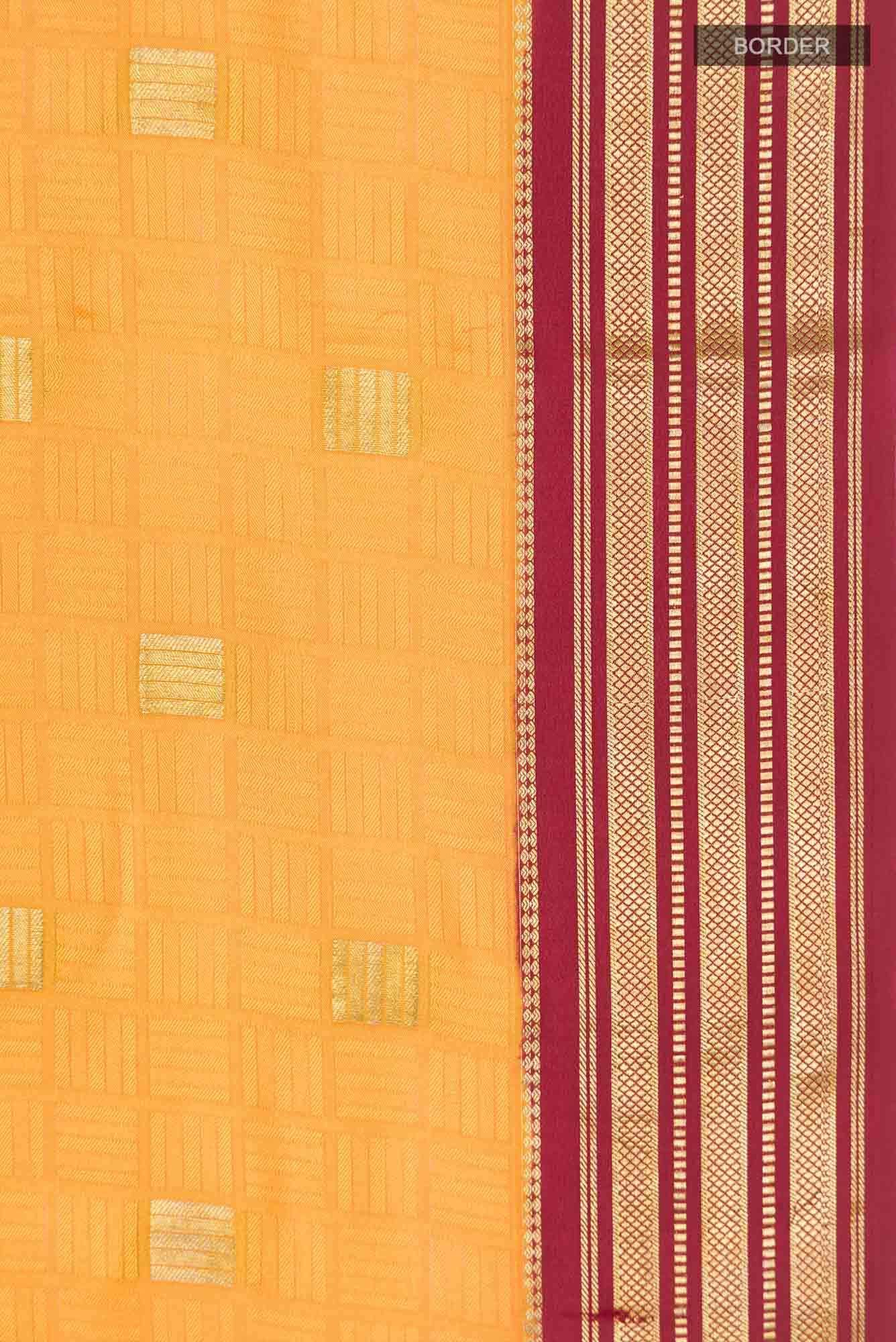 Mustard Mysore Crepe Saree