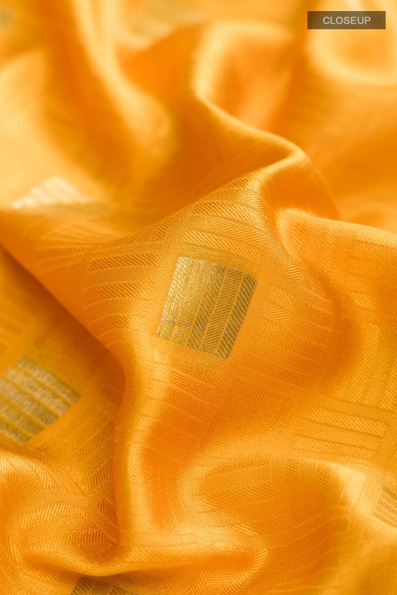 Mustard Mysore Crepe Saree