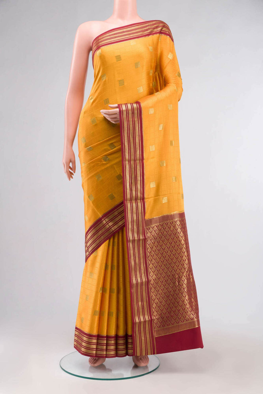 Mustard Mysore Crepe Saree