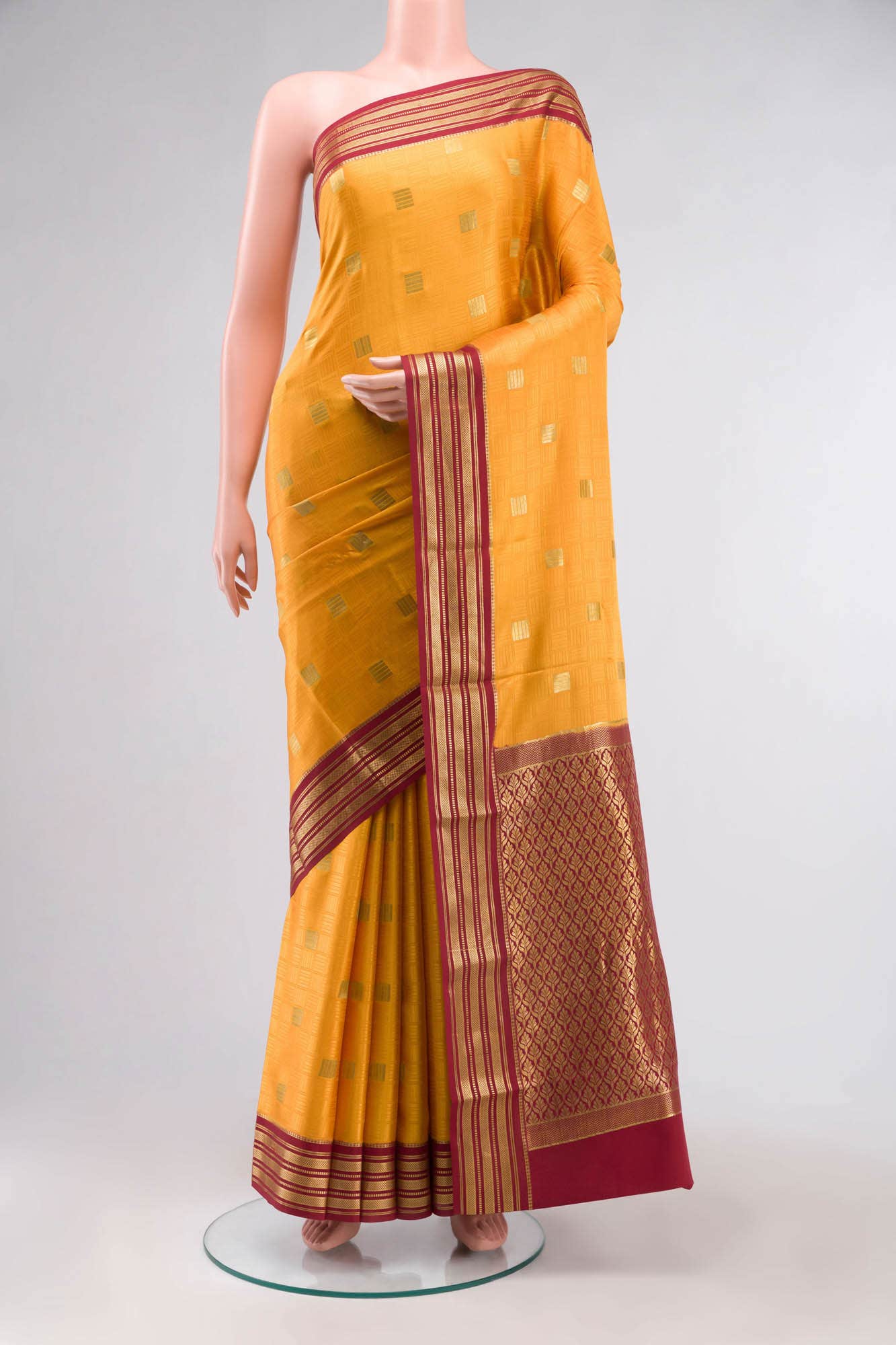 Mustard Mysore Crepe Saree
