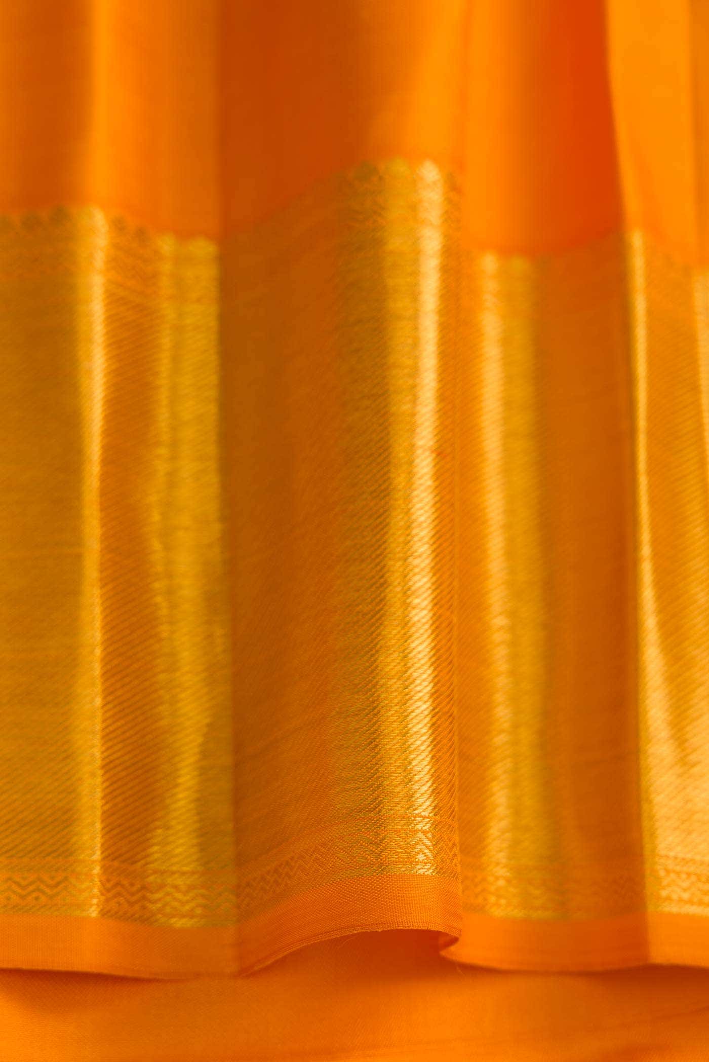 Pure Silk Pure Zari Orange Kanchipuram Saree
