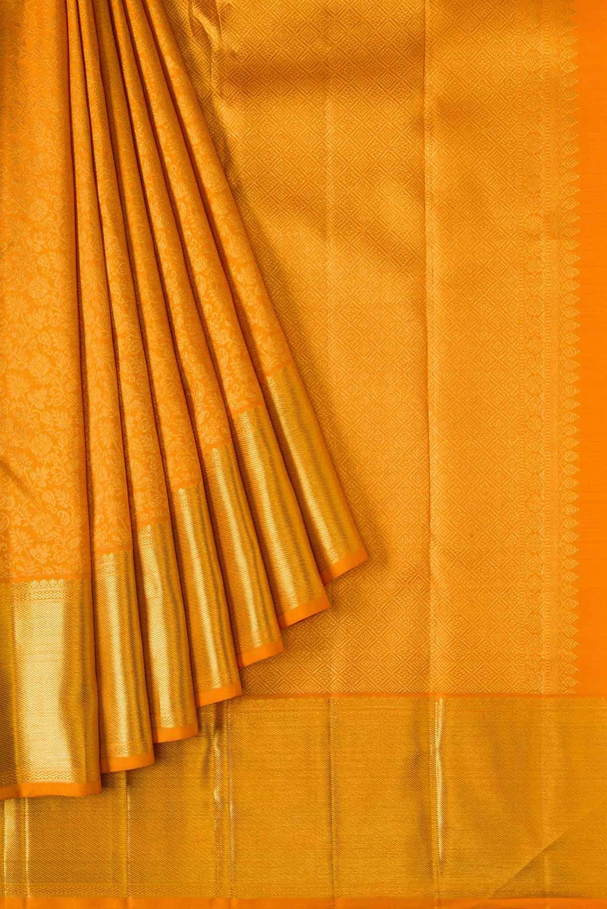 Pure Silk Pure Zari Mustard Kanjivaram Saree