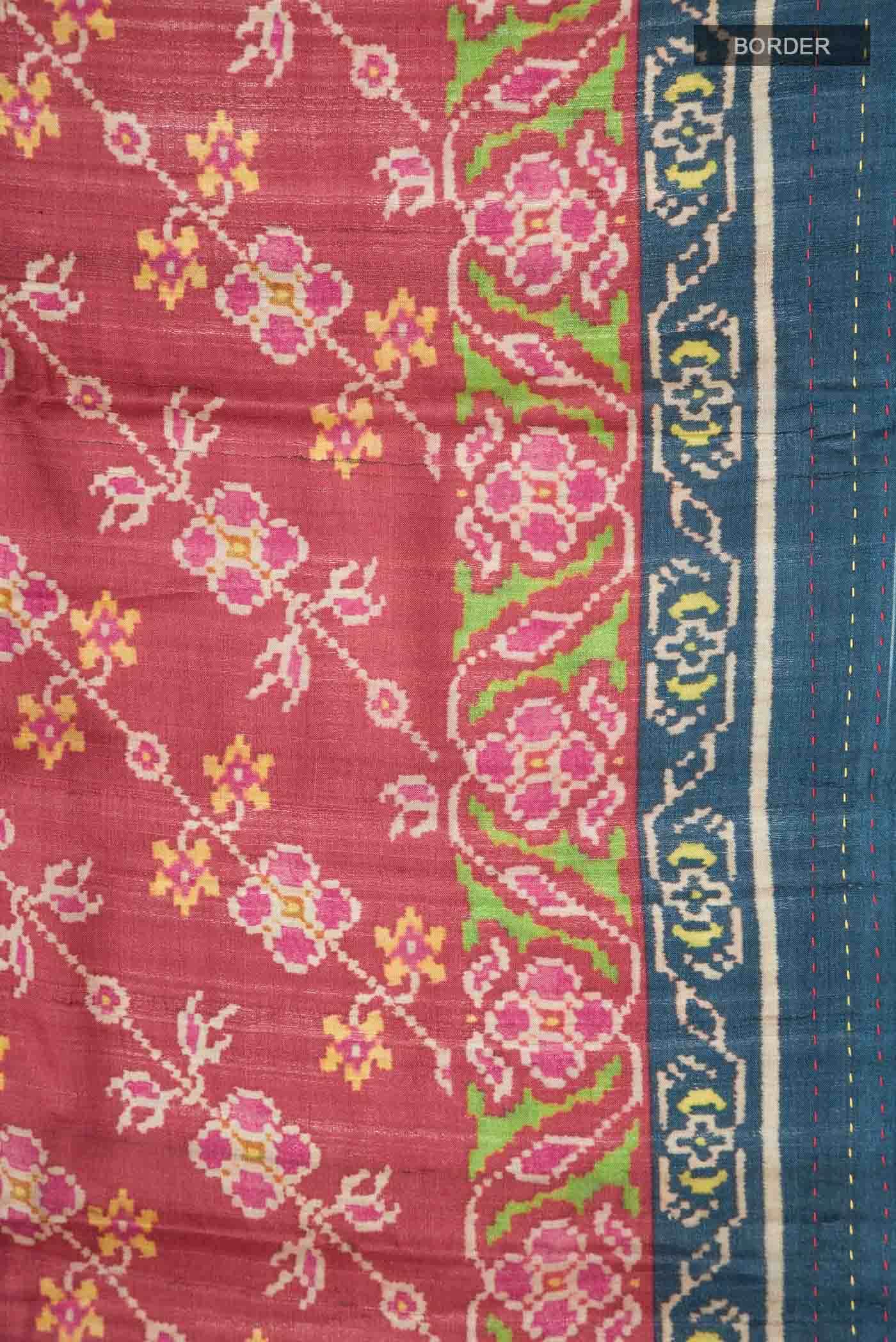 Red Bhagalpuri Tussar Silk Saree