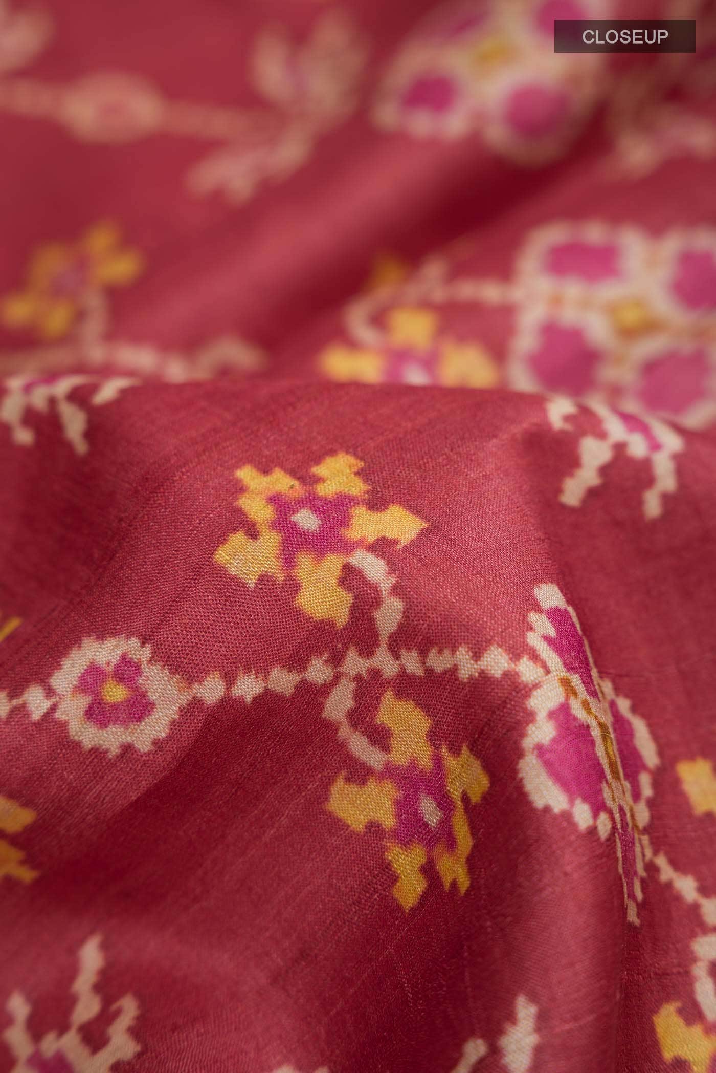 Red Bhagalpuri Tussar Silk Saree
