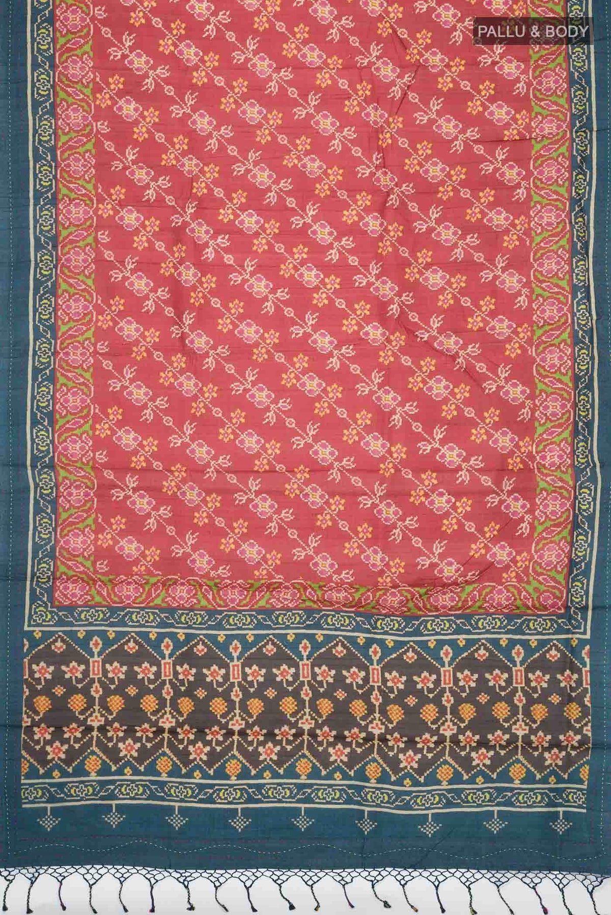 Coral Bhagalpuri Tussar Silk Saree