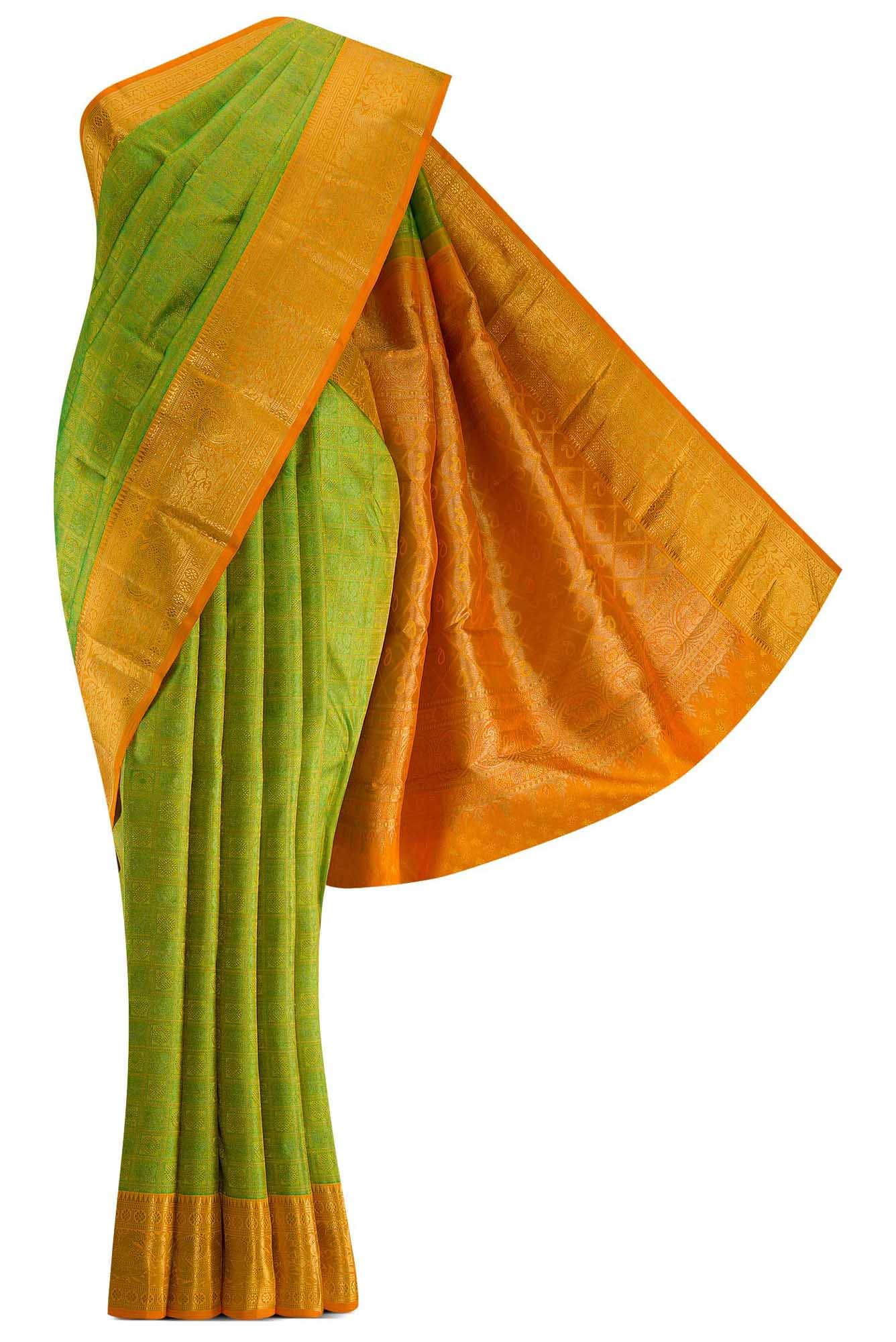 Pure Silk Pure Zari Green Kanjivaram Saree