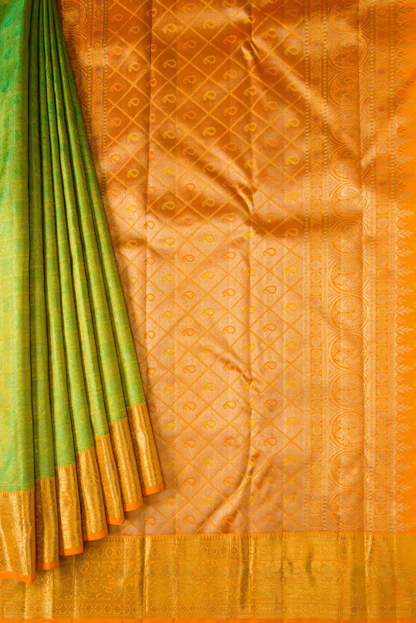 Pure Silk Pure Zari Green Kanjivaram Saree