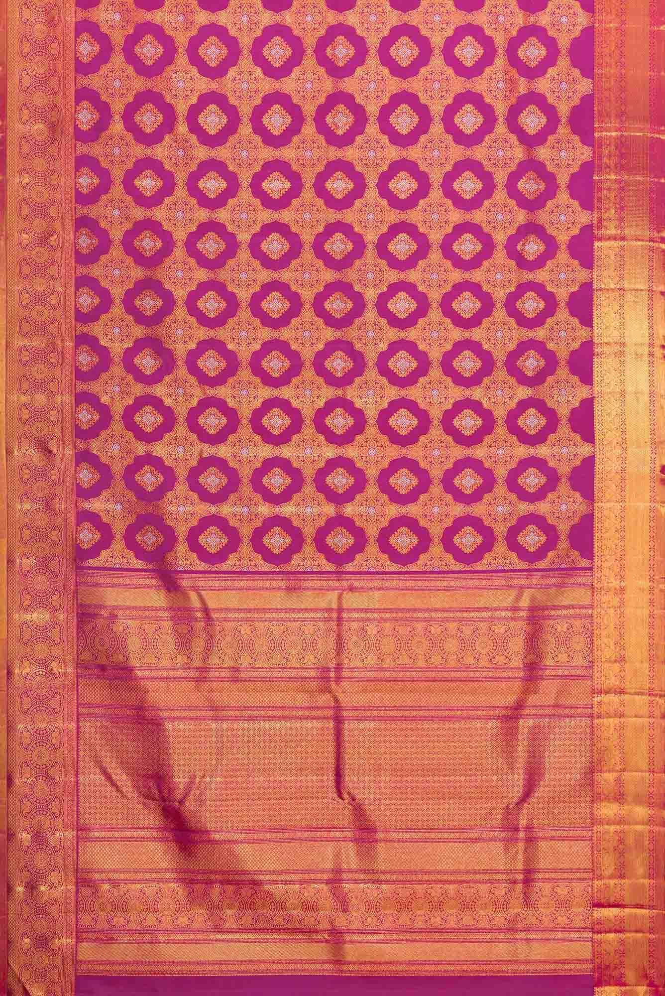 Pure Silk Pure Zari Purple Dual Tone Kanchipuram Saree