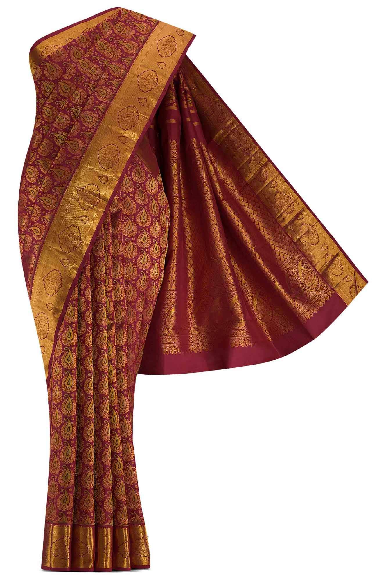 Maroon Kanchipuram Silk Saree