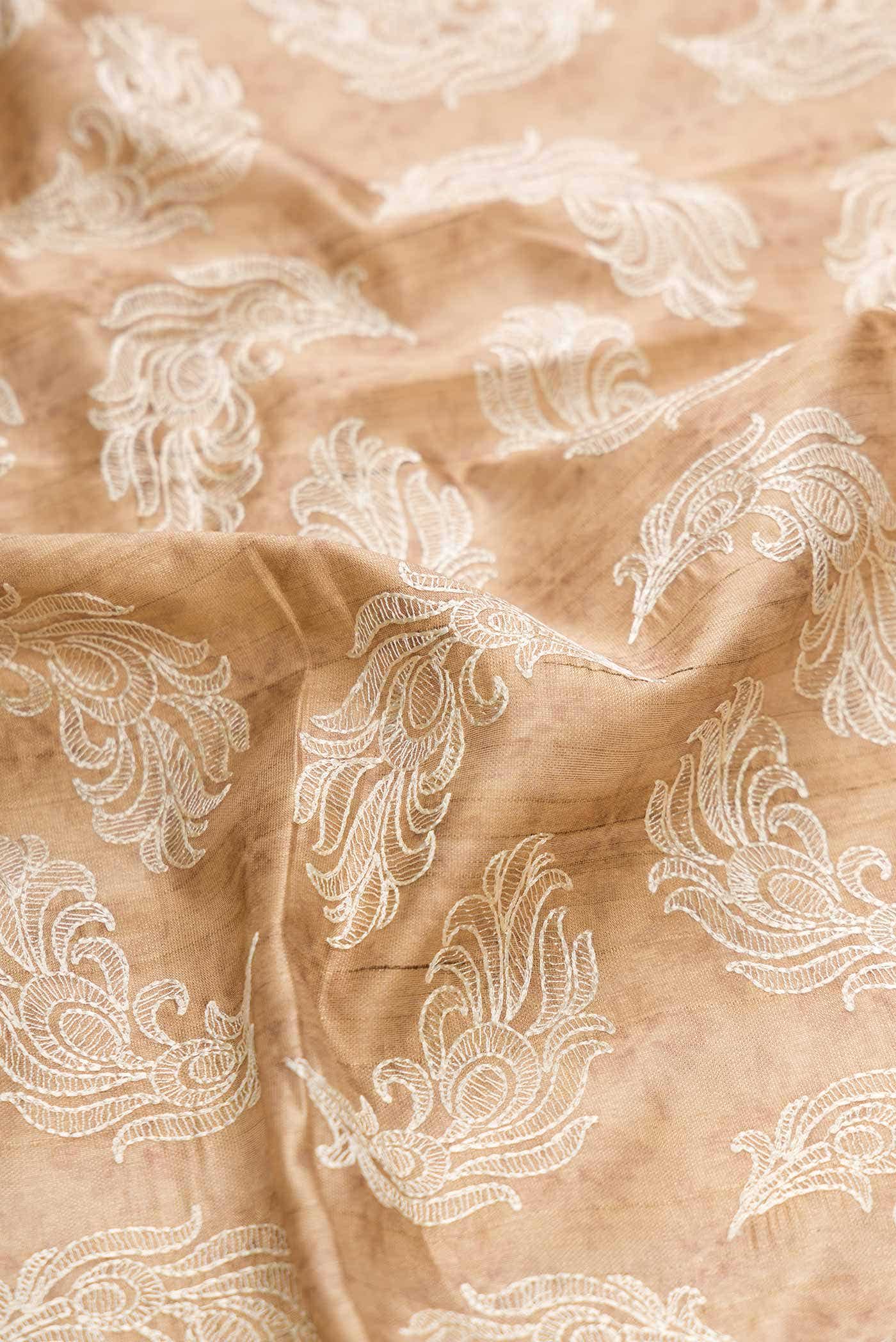 Beige Blended Raw Silk Saree