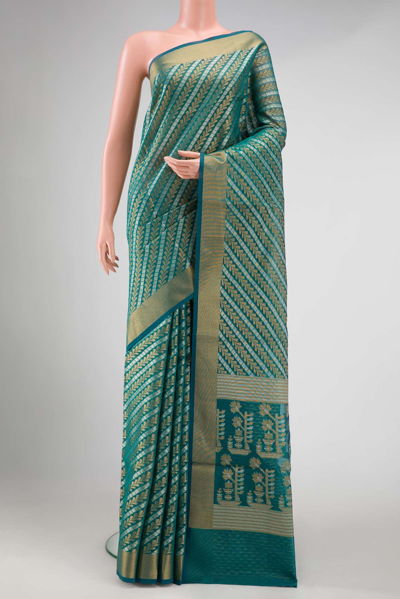 Green Dual Tone Blended Chanderi Silk Saree