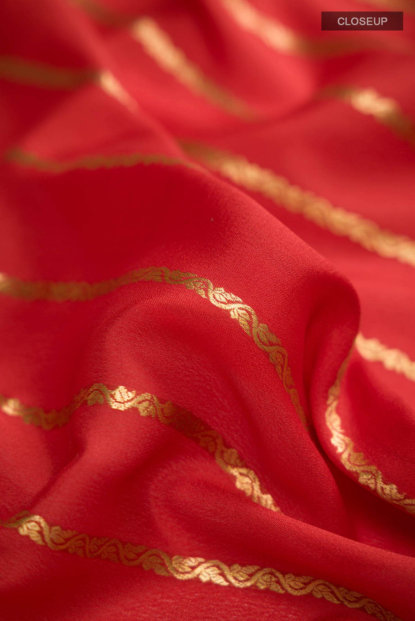 Red Mysore Crepe Saree