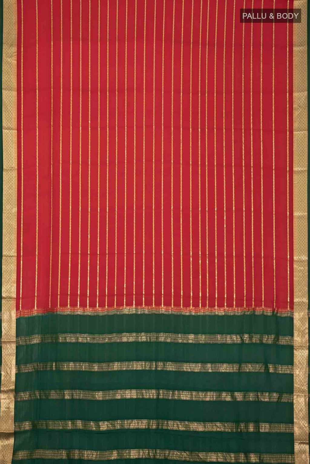 Red Mysore Crepe Saree