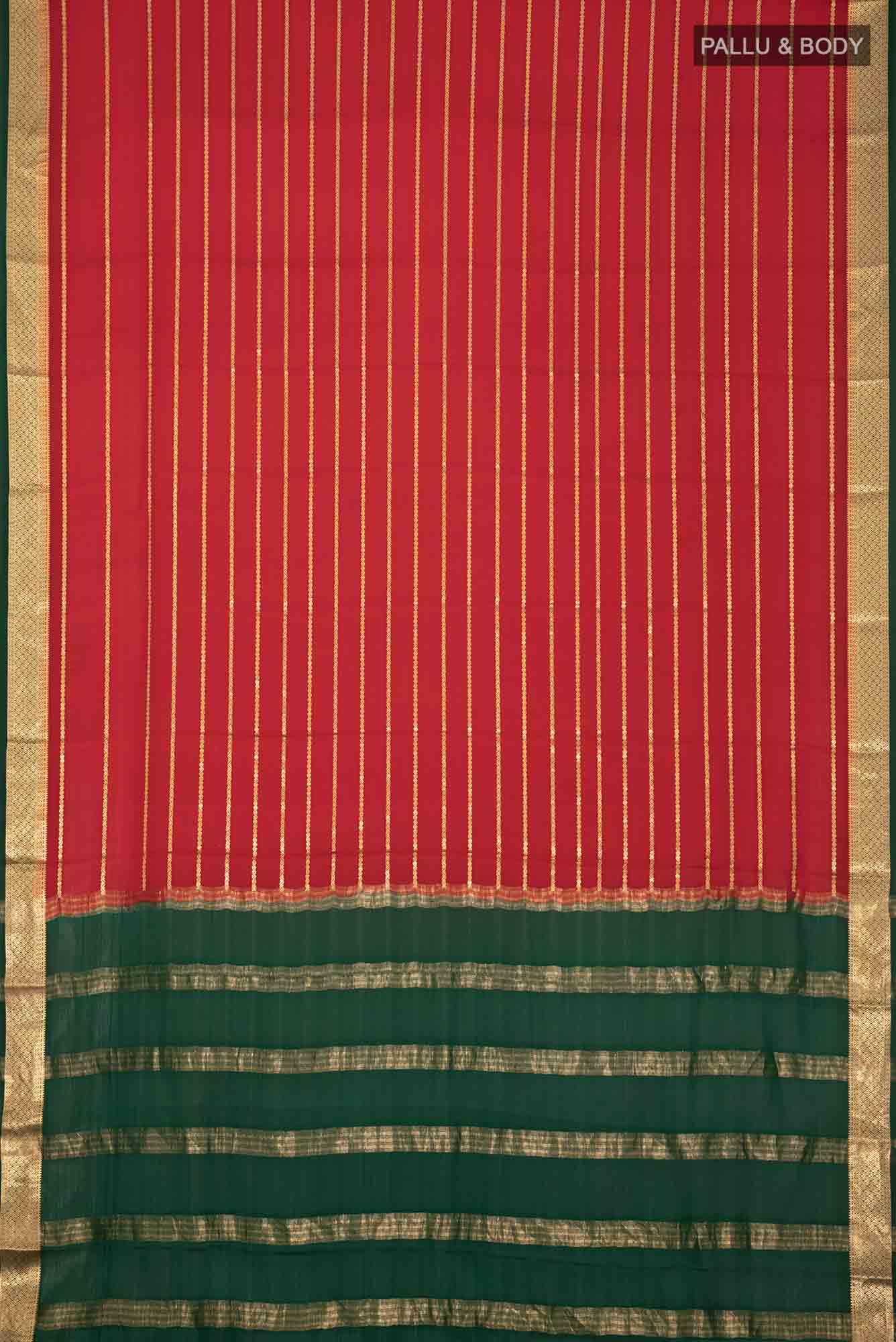 Red Mysore Crepe Saree