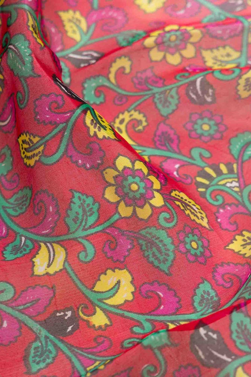 Red Dual Tone Tussar Silk Saree