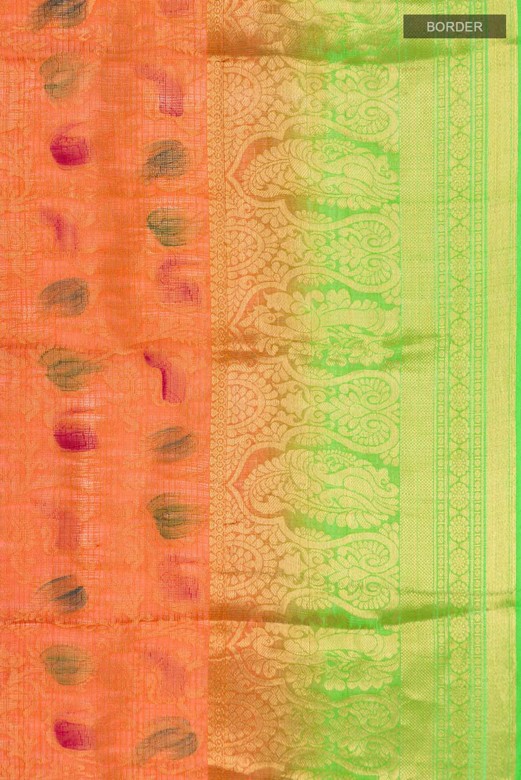 Orange Kota Silk Saree