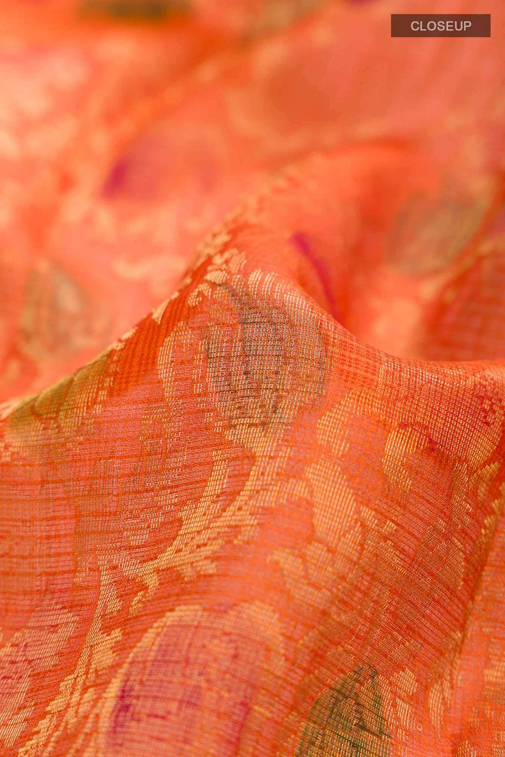 Orange Kota Silk Saree