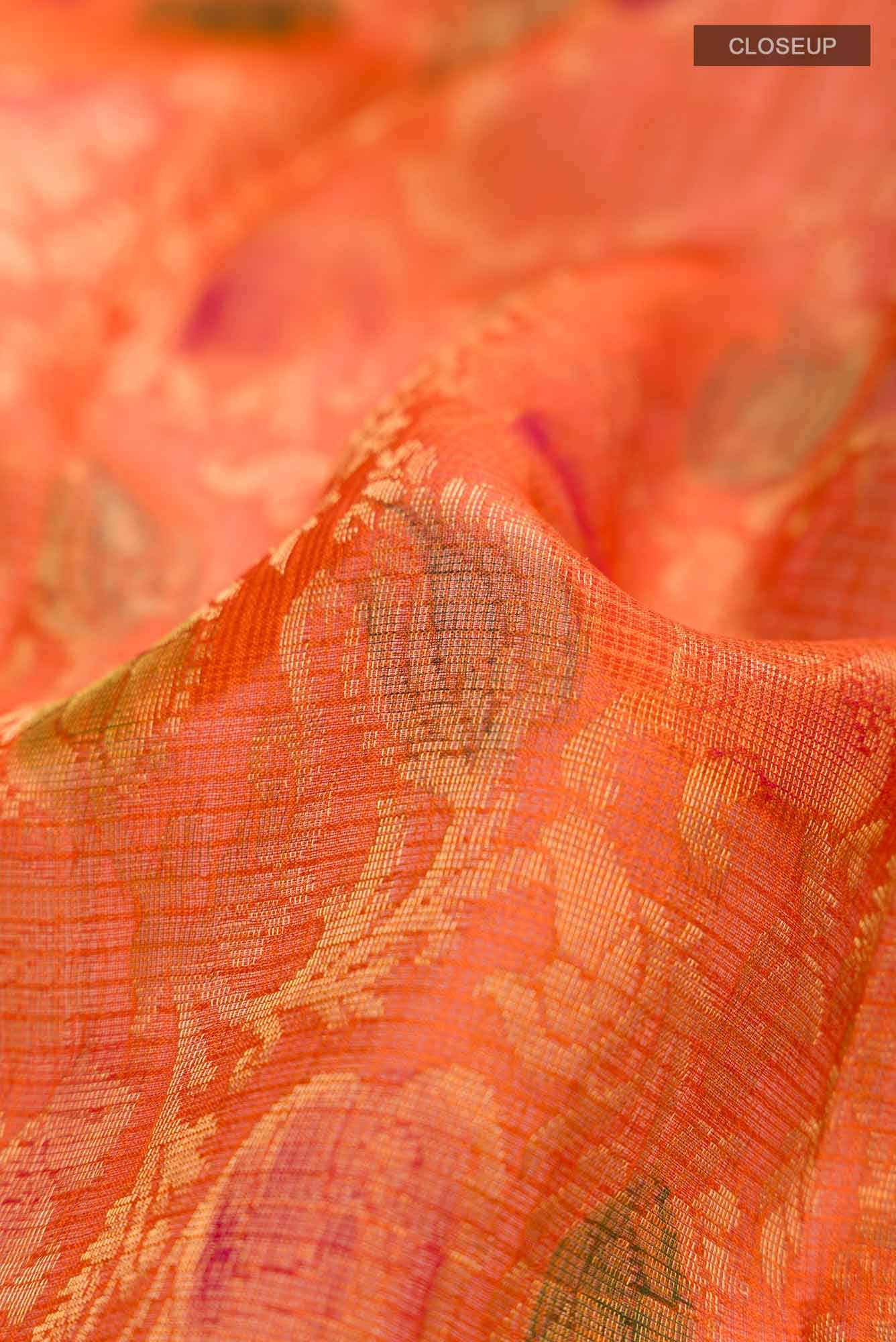 Orange Kota Silk Saree