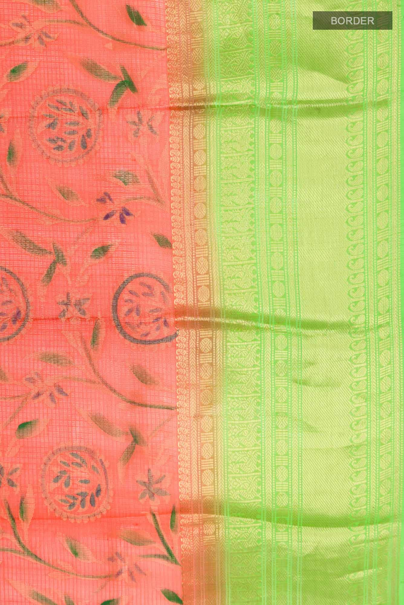 Orange Kota Silk Saree