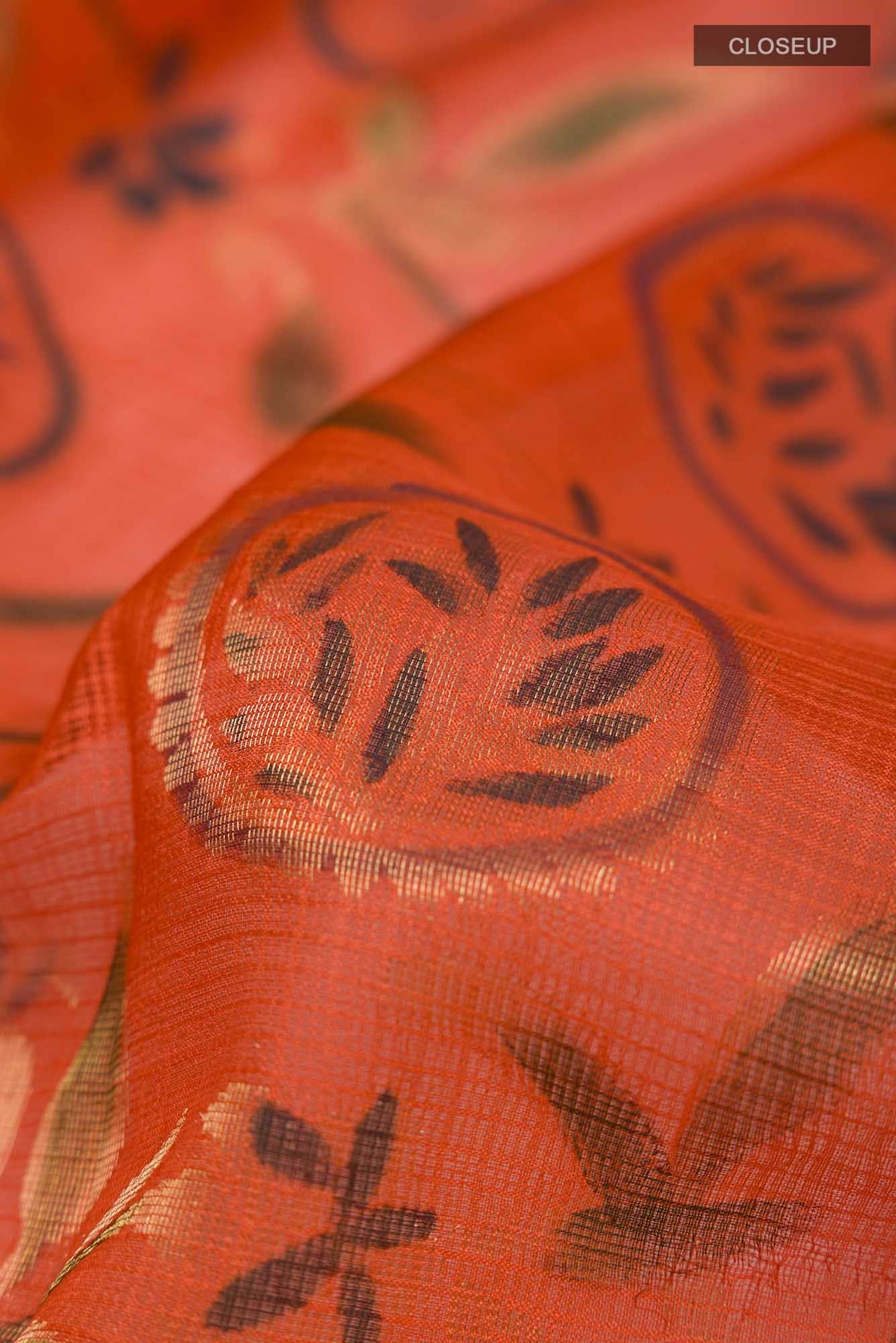 Orange Kota Silk Saree
